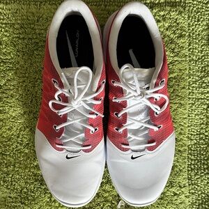 Nike White and Red Mesh Golf Sneakers